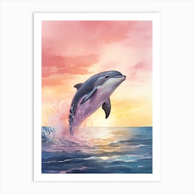 Hectors Dolphin At Sunset 3 Art Print