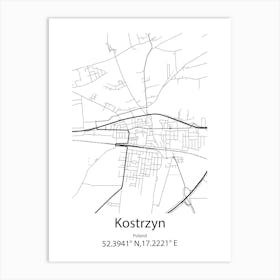 Kostrzyn Nad Odra,Poland Minimalist Map Art Print