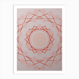 Geometric Abstract Glyph Circle Array in Tomato Red n.0229 Art Print