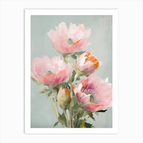 Proteas Flowers Acrylic Painting In Pastel Colours 4 Art Print