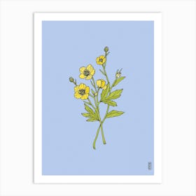 Buttercup Yellow & Blue Art Print