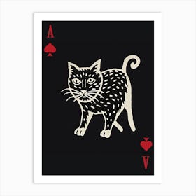 Playing Cards Cat 1 Black 3 Art Print