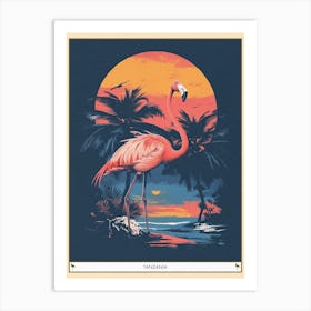 Greater Flamingo Tanzania Tropical Illustration 3 Poster Art Print