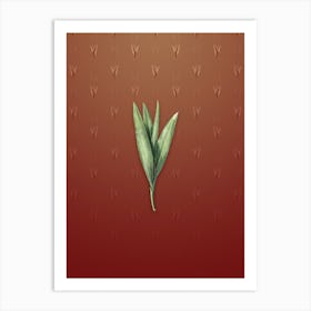 Vintage Autumn Crocus Botanical on Falu Red Pattern Art Print