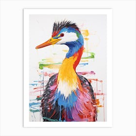 Colourful Bird Painting Grebe 1 Art Print