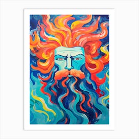 Vibrant Poseidon Pop Art 8 Art Print