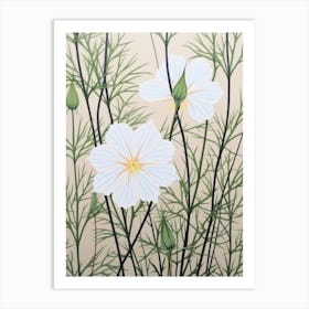 Flower Illustration Love In A Mist Nigella 5 Art Print