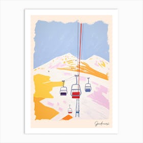 Poster Of Gudauri   Georgia, Ski Resort Pastel Colours Illustration 2 Art Print