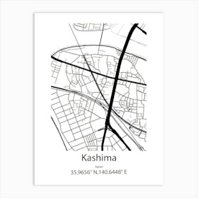 Kashima,Japan Minimalist Map Art Print