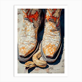 Snake And Cowboy Boots Art Print