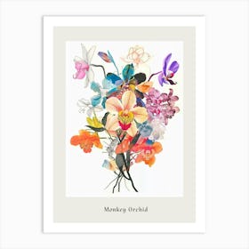 Monkey Orchid Collage Flower Bouquet Poster Art Print