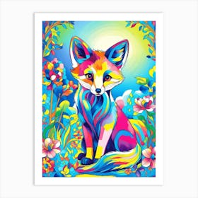 Fox In The Forest poly art Art Print