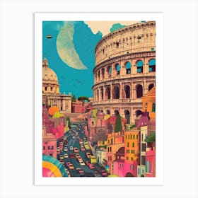 Rome   Retro Collage Style 2 Art Print