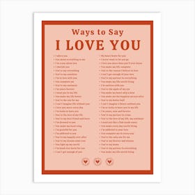 Ways To Say I Love You Art Print