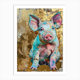 Piglet Gold Effect Collage 1 Art Print