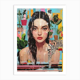 'Adriana' womans face abstract Art Print