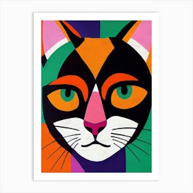 Cat Portrait Illustration Mid Century Modern Painting Reproduction Art Print