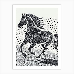 Horse Galloping dotwork Art Print