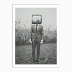 Man With a TV Head Art Print