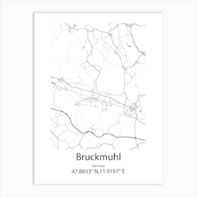 Bruckmuhl,Germany Minimalist Map Art Print