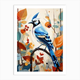 Bird Painting Collage Blue Jay 3 Art Print
