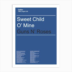 1iamfy Guns N Roses Sweet Child O Mine Base Copy Art Print