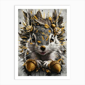 Squirrel With Acorns Art Print