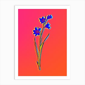 Neon Painted Lady Botanical in Hot Pink and Electric Blue n.0131 Art Print