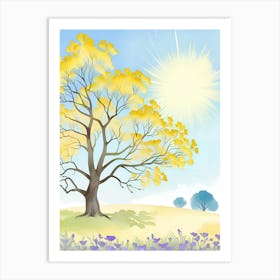 Yellow Tree In A Field Art Print