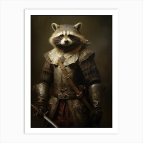 Vintage Portrait Of A Crab Eating Raccoon Dressed As A Knight 4 Art Print