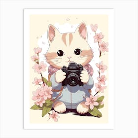 Kawaii Cat Drawings Taking Photos 4 Art Print