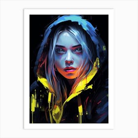 Billie Eilish Neon Portrait 4 Art Print