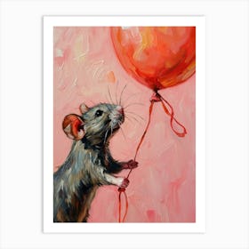 Cute Rat 2 With Balloon Art Print