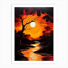 Sunset Over The River 4 Art Print