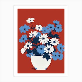 Blue And White Flowers 2 Art Print