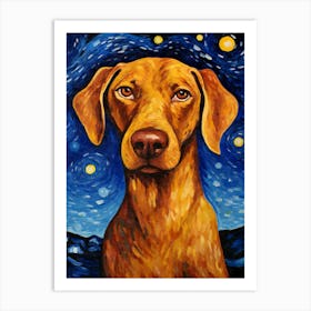 Vizsla Starry Night Dog Portrait Art Print