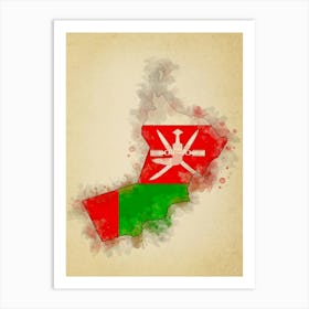 Oman Flag Vintage Art Print