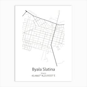 Byala Slatina,Bulgaria Minimalist Map Art Print