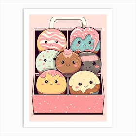 Cute Donuts Box Art Print