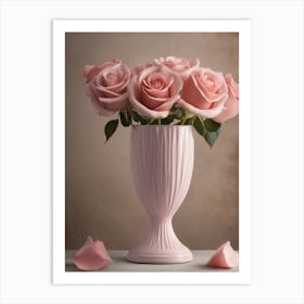 A Vase Of Pink Roses 27 Art Print