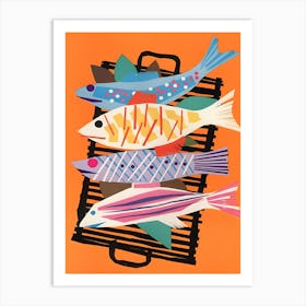 Fish On A Grill Art Print