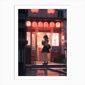 Girl At Night Art Print