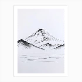 Mount Fuji Japan Line Drawing 1 Art Print