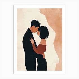 Couple Hugging, Minimalism, Valentine's Day Art Print