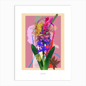 Hyacinth 3 Neon Flower Collage Poster Art Print