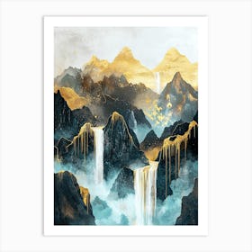 Rwenzori's Golden Peaks - Aerial Elegance Art Print