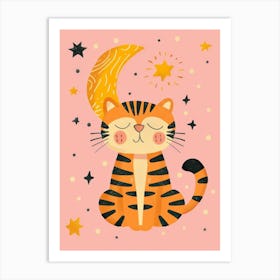 Tiger And Moon Art Print