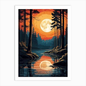 Full Moon In The Forest 5 Art Print