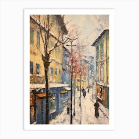 Vintage Winter Painting Zurich Switzerland 1 Art Print