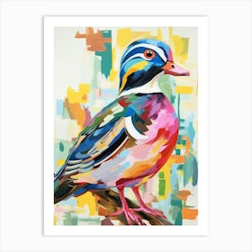 Colourful Bird Painting Wood Duck 1 Art Print